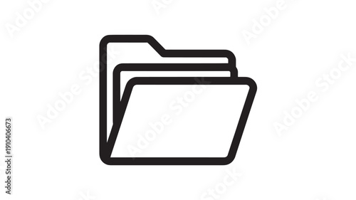 Folder icon in minimalist style with simple black outline on white background for digital interface