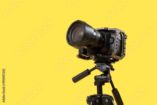 Modern photo camera on trip...