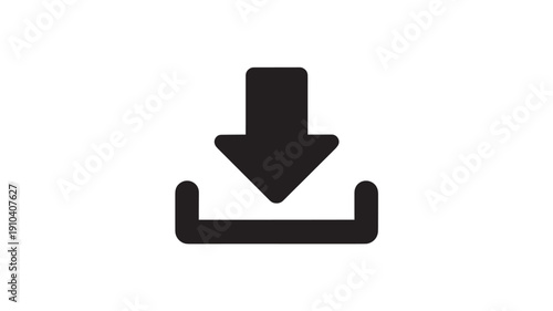 Download icon in simple flat design with dark color on white background for mobile app