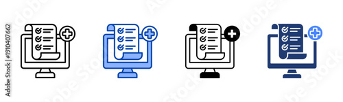 Screening Result  Solid color and black line drawing vector illustration set