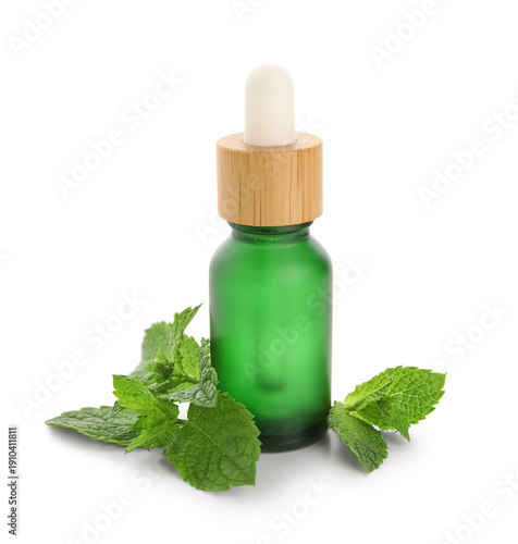 Bottle of mint essential oi...