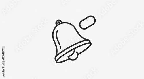 Notification bell ringing with alert symbol simple line drawing black and white icon for notifications and alerts