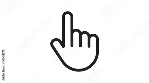 Hand icon with pointing finger in minimalist style on white background with simple line art for user interface