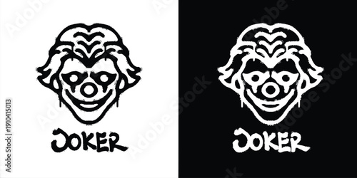 Graffiti creepy joker logo vector design