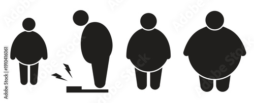  set of isolated black icons on a theme fat man
