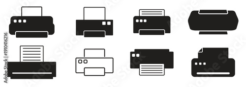 set of isolated icons on a theme printers