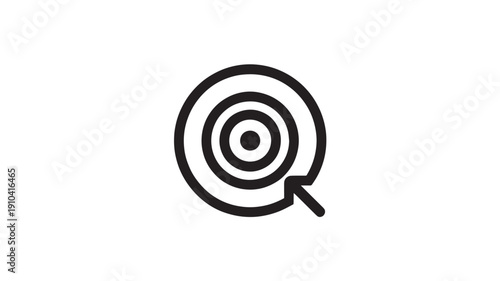 Target icon with bullseye in simple minimalist design with black outline on white background for marketing symbol