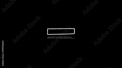 Black Screen Downloading Progress Bar Animation Pixel Style 4K Status Bar Loop Chroma Key Background with Minimal HUD Digital Technology Interface Motion Video Template