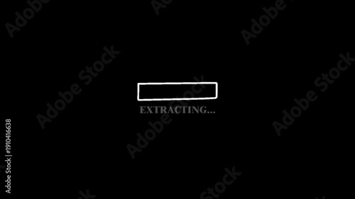 Black Screen Extracting Progress Bar Animation Pixel Style 4K Status Bar Loop Chroma Key Background with Minimal HUD Digital Technology Interface Motion Video Template