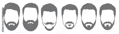  six gray silhouettes of mens faces displaying various 