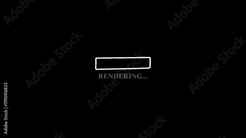 Black Screen Rendering Progress Bar Animation Pixel Style 4K Status Bar Loop Chroma Key Background with Minimal HUD Digital Technology Interface Motion Video Template