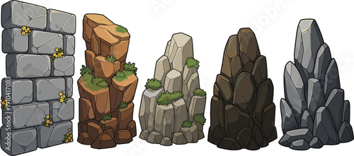 Happy family winter activities vector set with people walking playing and enjoying outdoor seasonal illustration