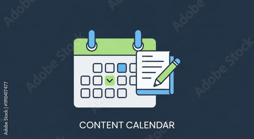Content calendar planning with checklist and pencil on dark background for organization
