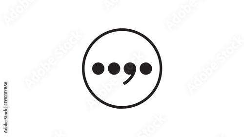 Quotation mark icon in simple minimalist design with black color on white background for graphic design