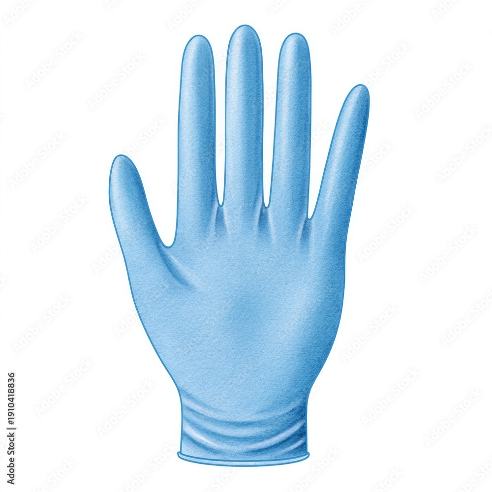Obraz premium Blue medical glove for safety and hygiene on white background