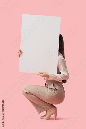 Young businesswoman holding...
