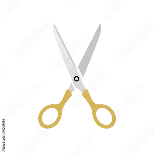 Scissors Icon With Gold Handles And Silver Blades