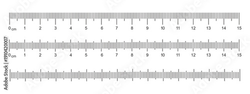 Ruler scale with markings and numbers. Size indicators measuring tool. Ruler scale with centimeters and millimeters units. Vector