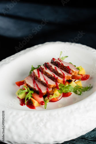 Wallpaper Mural Elegant Plated Duck Breast With Colorful Vegetable Medley And Balsamic Glaze Torontodigital.ca
