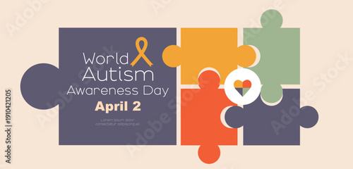 World Autism Awareness Day banner. April 2.