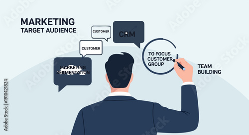 Businessman planning marketing strategy for target audience