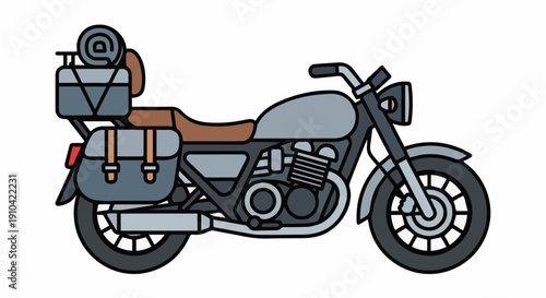 Retro style motorcycle vector for transport and adventure themes.