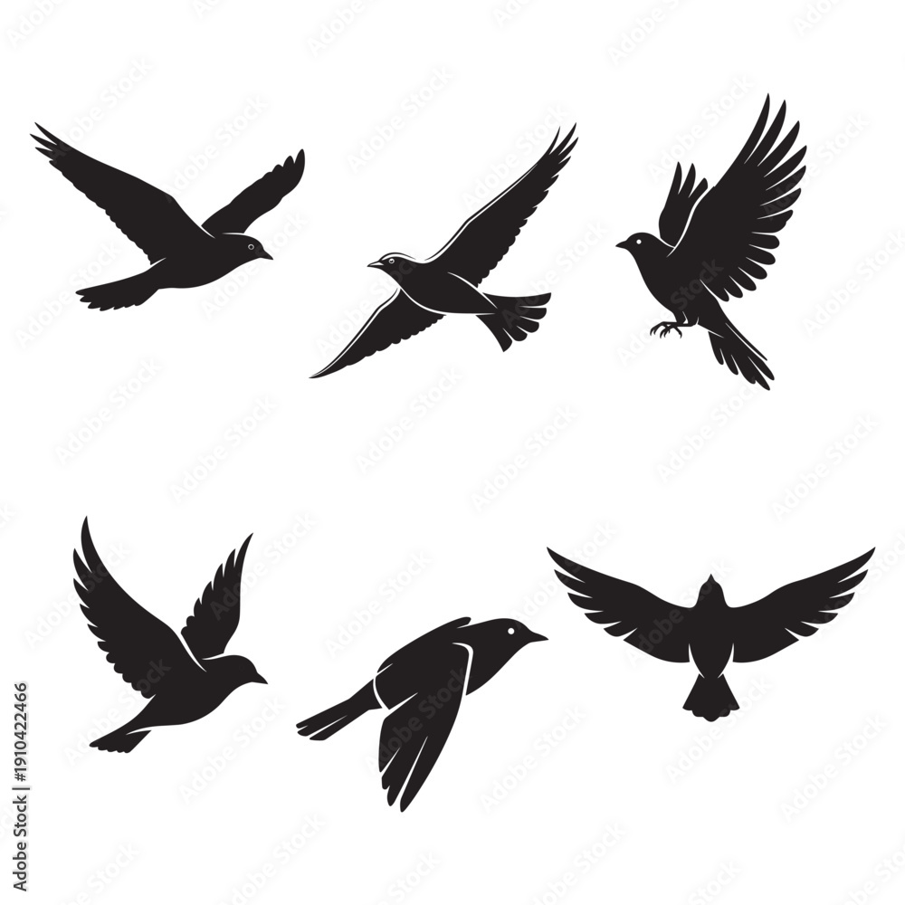 Fototapeta premium Flying Bird Silhouette Vector Pack