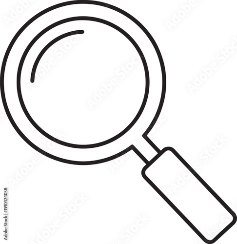 Icon of a magnifying glass representing search functionality and analysis within digital interfaces.