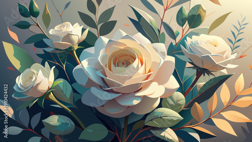 bouquet of roses on white background