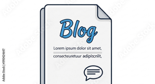 Illustration of a blog page with a speech bubble on a white background