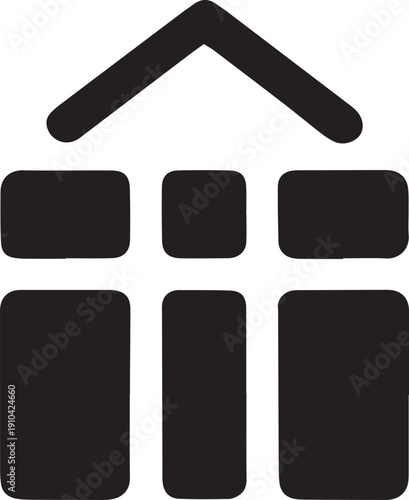 Bold bank building icon: Solid vector courthouse or government symbol