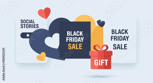 Black Friday sale with social stories and gift icon