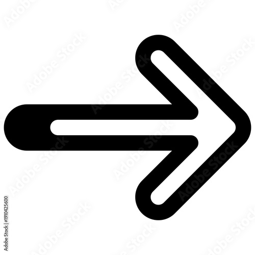 Next. Outlined stroke vector icon with black-filled details.