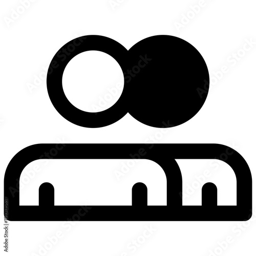 Team. Outlined stroke vector icon with black-filled details.