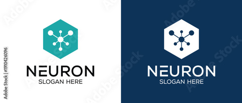 Neuron logo nerve cell logo design, template icon, molecule, atom, logo illustration template with vector concept