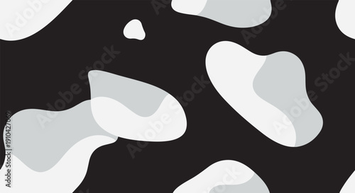 Abstract organic shapes in black, white, and grayscale