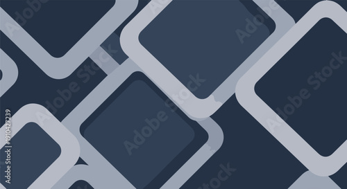 Abstract overlapping rounded squares in shades of deep blue and light gray