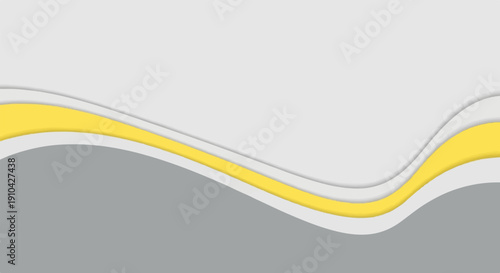 Abstract wavy lines in shades of gray and bright yellow create a modern backdrop