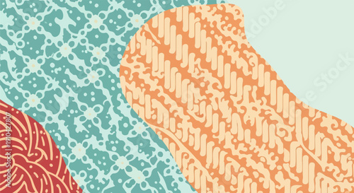 Abstract pattern with organic shapes and intricate floral motifs