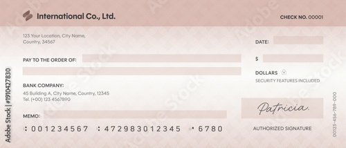 Blank Check or Cheque Template, Vector Illustration Giant Check Cheque for Charity Awards
