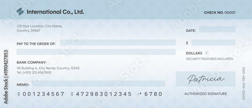 Blank Check or Cheque Template, Vector Illustration Giant Check Cheque for Charity Awards