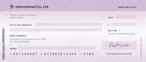 Blank Check or Cheque Template, Vector Illustration Giant Check Cheque for Charity Awards
