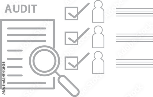 Graphic illustration illustrating the auditing of financial data and accounting systems of an organization.