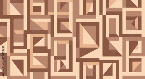 Abstract geometric pattern in shades of brown and beige, creating depth