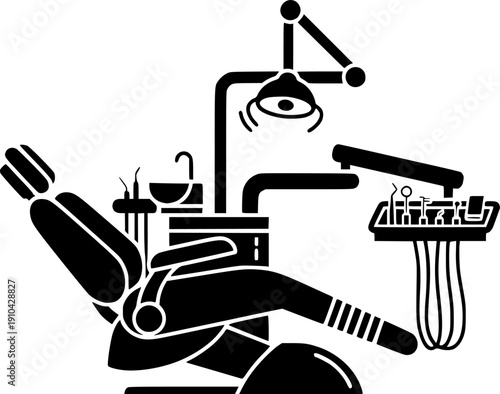 Minimalist Dental Chair Icon - Modern Dentist Clinic Equipment Vector