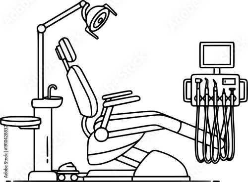 Minimalist Dental Chair Icon - Modern Dentist Clinic Equipment Vector