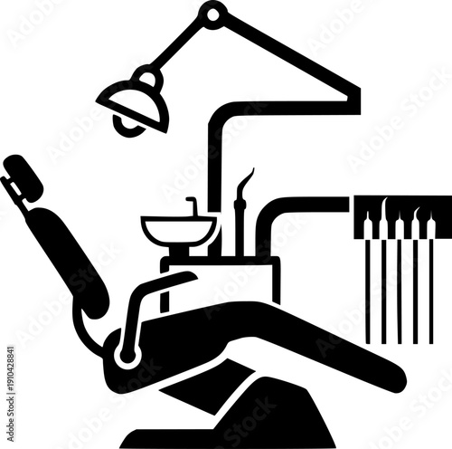 Minimalist Dental Chair Icon - Modern Dentist Clinic Equipment Vector