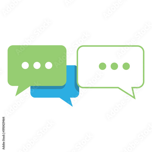 Colorful chat speech bubbles with three dots for text conversation and communication online icon