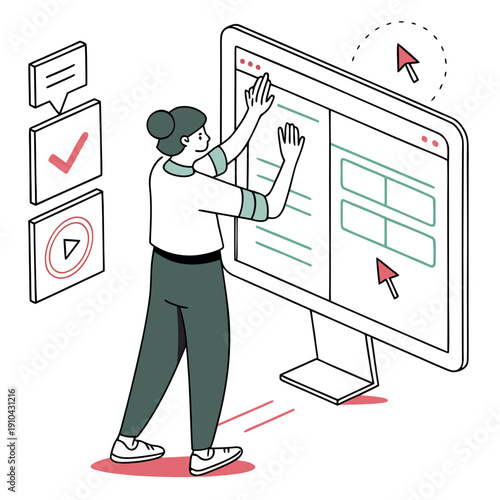 Human-computer interaction with gesture-based interface, illustrating intuitive control through hand movements and digital feedback.