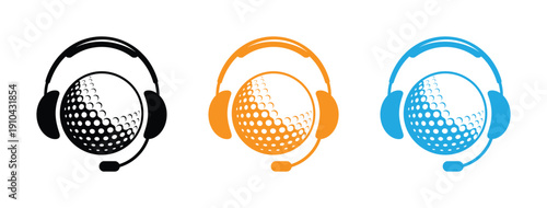Sports Podcast. Sports Commentary Golf Podcast Logo Icon Vector.